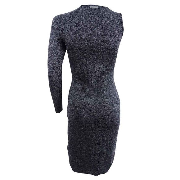 Michael Kors Women's Glitter-Metallic One-Shoulder Dress - Black/Silver - Picture 2 of 2